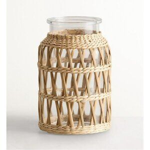 Wicker Glass Jar Vase for Flowers